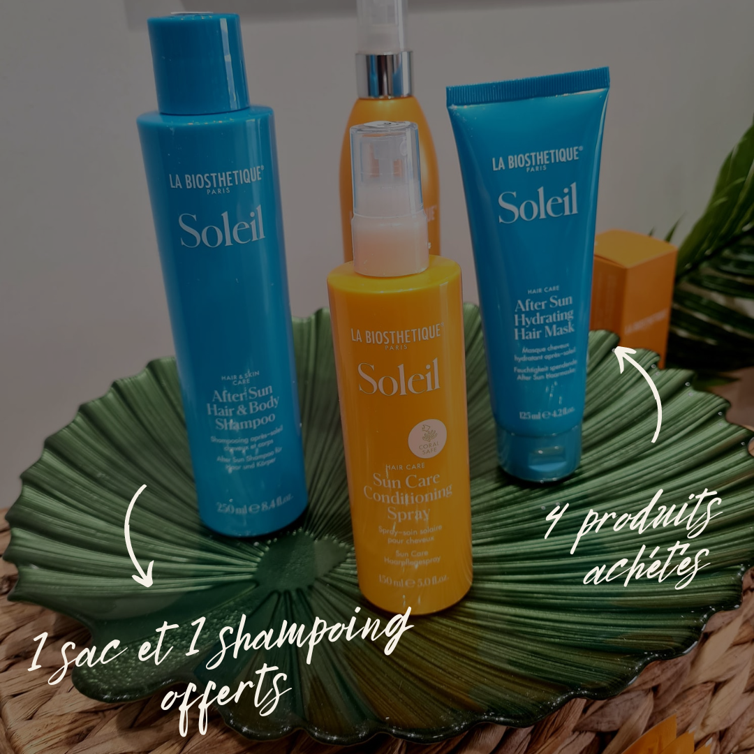 pour l'été, découvrez les produits naturels de la gamme Soleil La biosthetique au salon de coiffure Nuance coiffure à Quimper